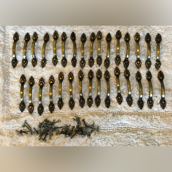 Vintage Amerock cabinet / drawer handle pulls 31 brass 735-1 Patno Amerock - Picture 2 of 15